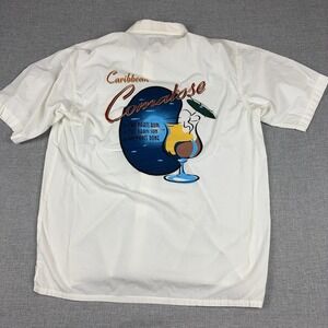 Caribbean Soul Shirt Mens 2XL White Caribbean Comatose Short Sleeve Button Up
